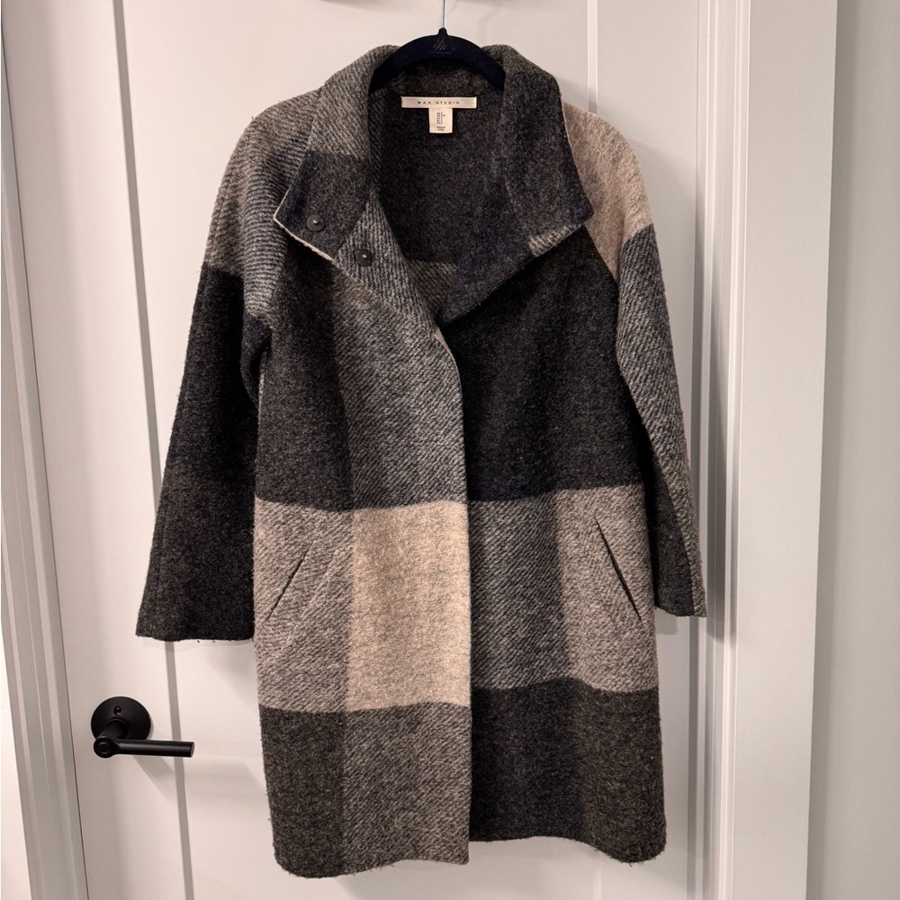 Grey Wool Blend Coat Max Studio